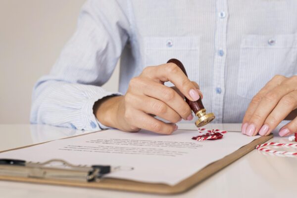 Wax seal on legal papers